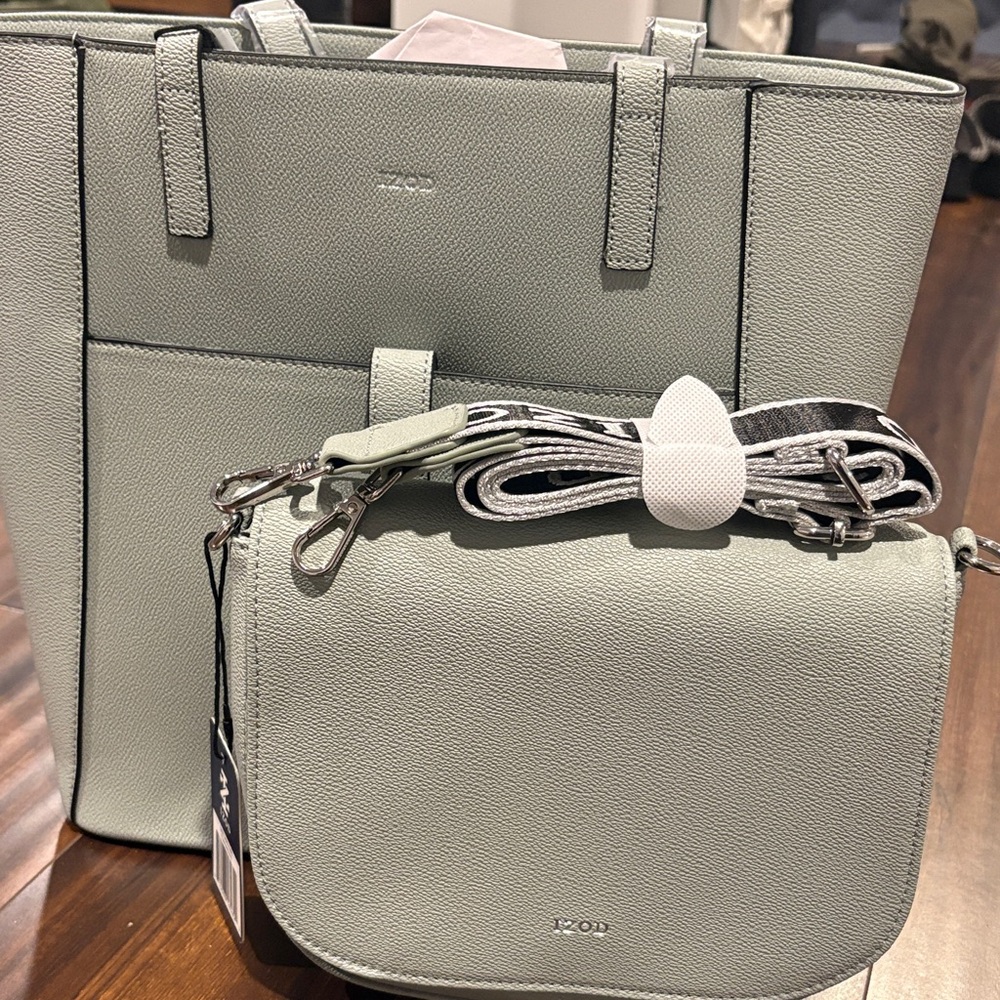 Light Sage  Leather Tote & Crossbody Set